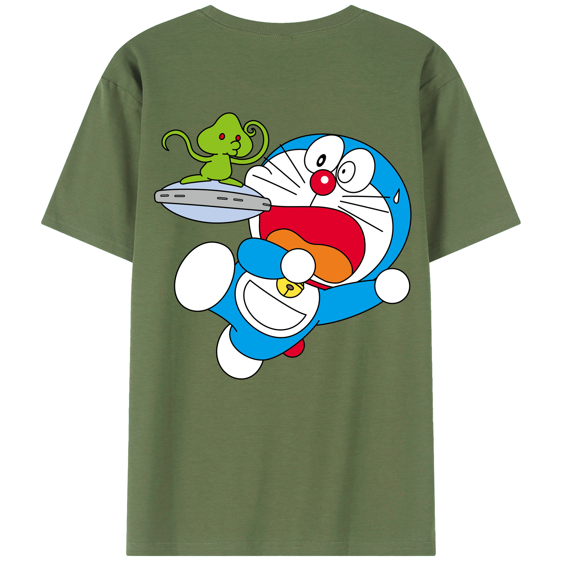 （画像用） ドラえもん Doraemon 綿100％ メンズ半袖Tシャツ（バックプリント） 通気性